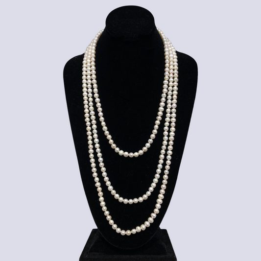 Classics White Pearl Thread Necklace, 85"