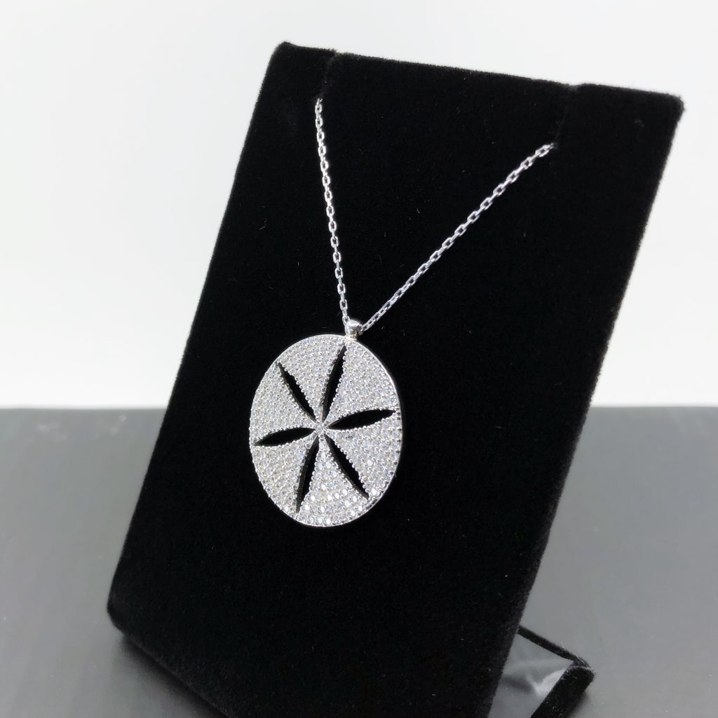 Sand Dollar Sterling Silver Necklace With Micropave CZ