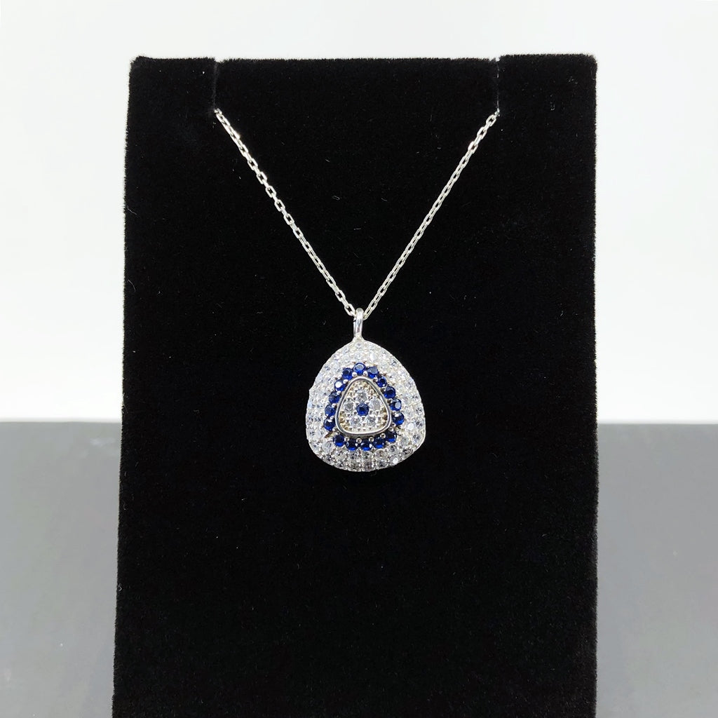 Evil Eye Micropave CZ Sterling Silver Necklace