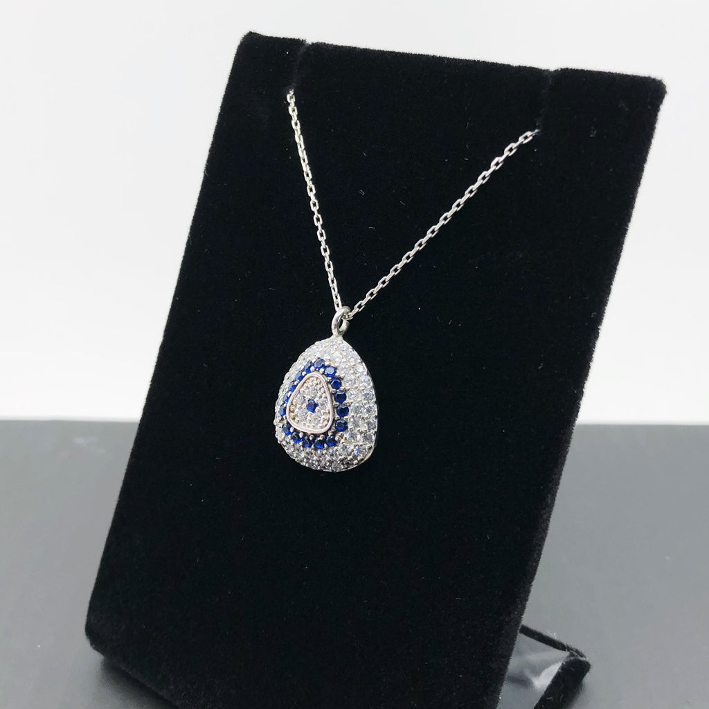 Evil Eye Micropave CZ Sterling Silver Necklace