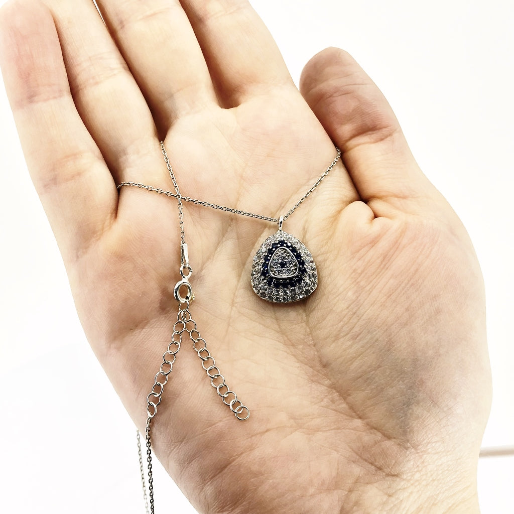 Evil Eye Micropave CZ Sterling Silver Necklace