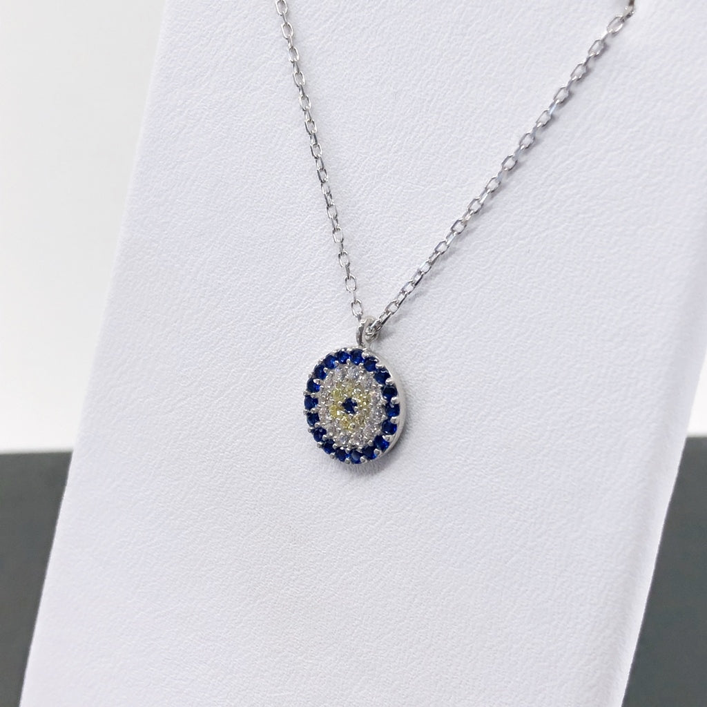 Evil Eye Micropave CZ Sterling Silver Necklace