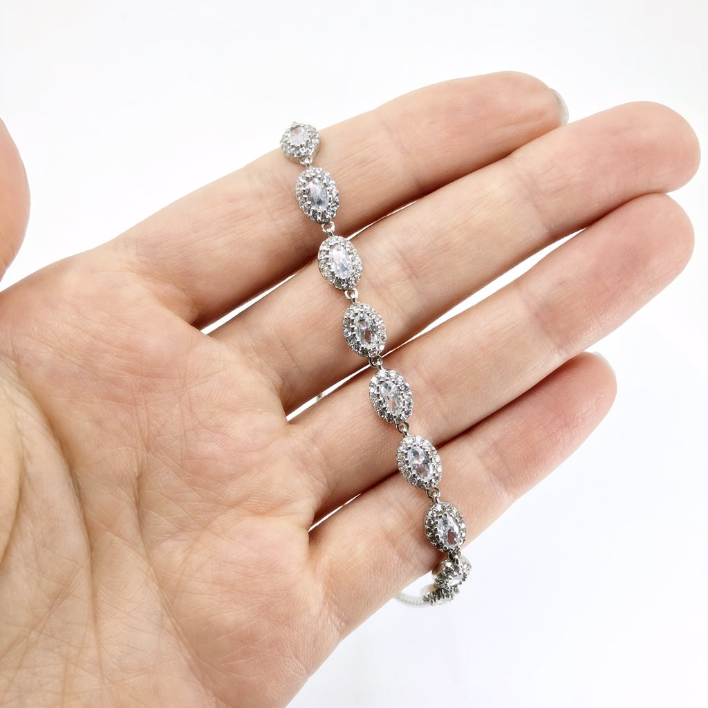 Micropave Adjustable Tennis Bracelet, Sterling Silver And CZ
