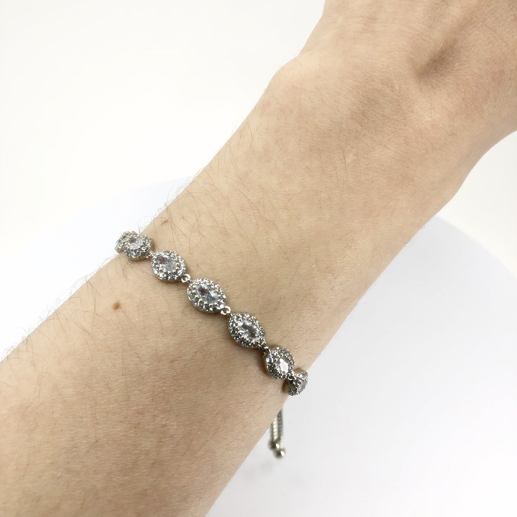 Micropave Adjustable Tennis Bracelet, Sterling Silver And CZ