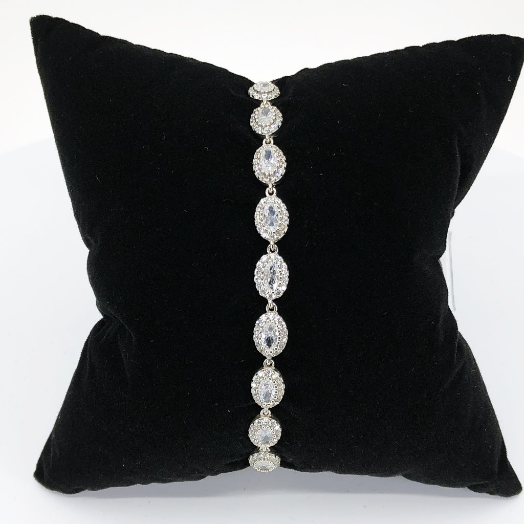 Micropave Adjustable Tennis Bracelet, Sterling Silver And CZ