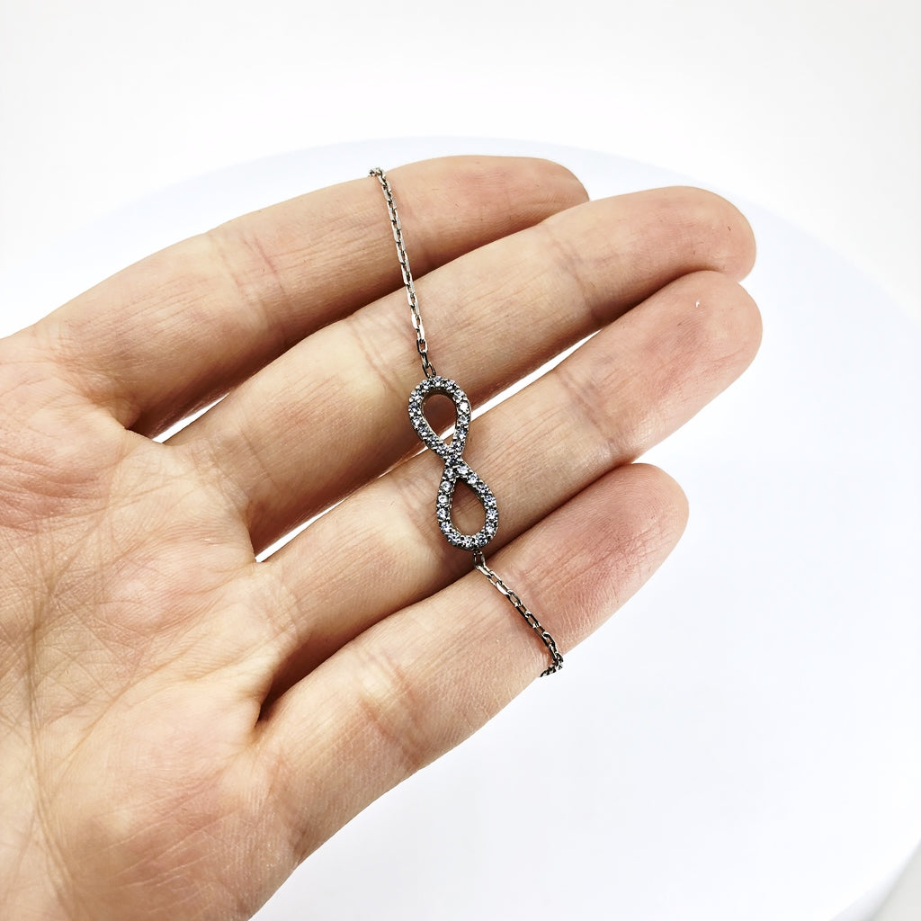 Infinity Bracelet, Sterling Silver With CZ