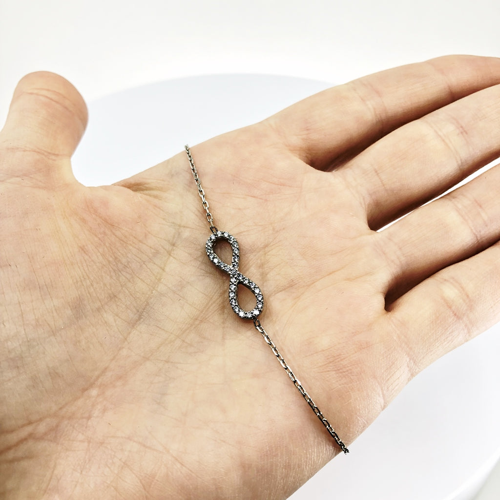 Infinity Bracelet, Sterling Silver With CZ