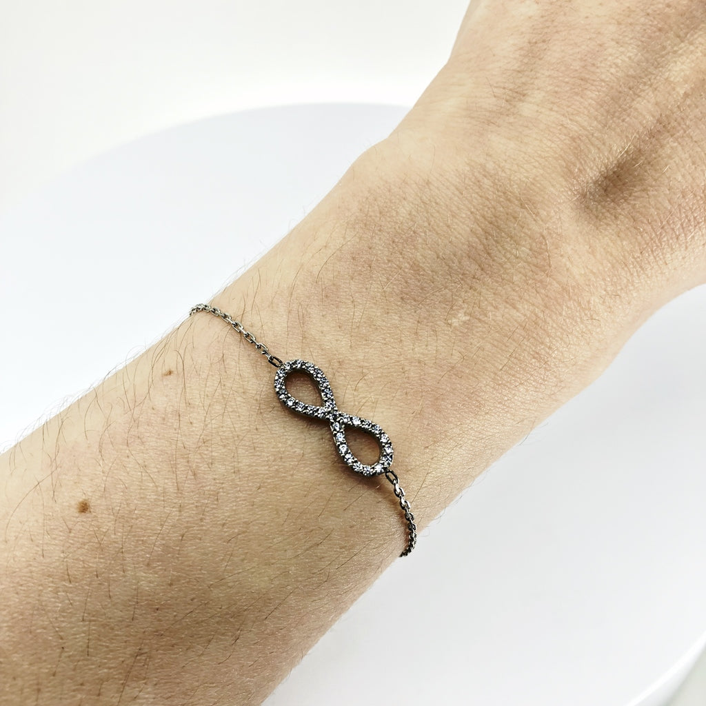 Infinity Bracelet, Sterling Silver With CZ