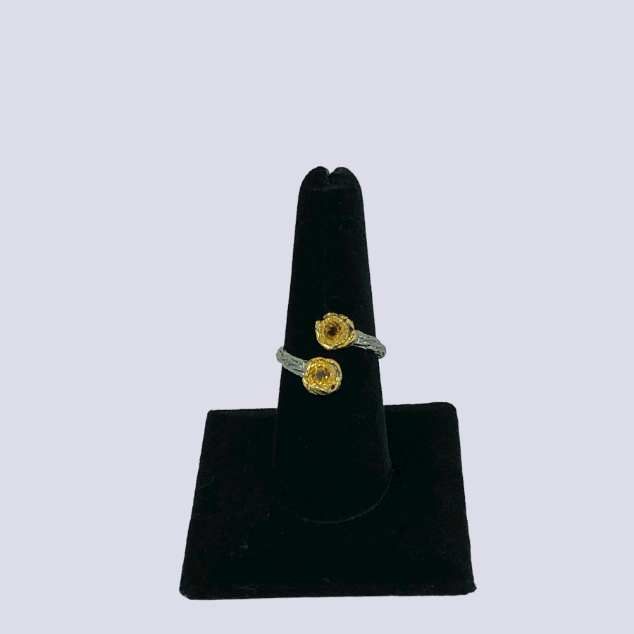 Silver Ring With Citrine, Size 8 (Adjustable)