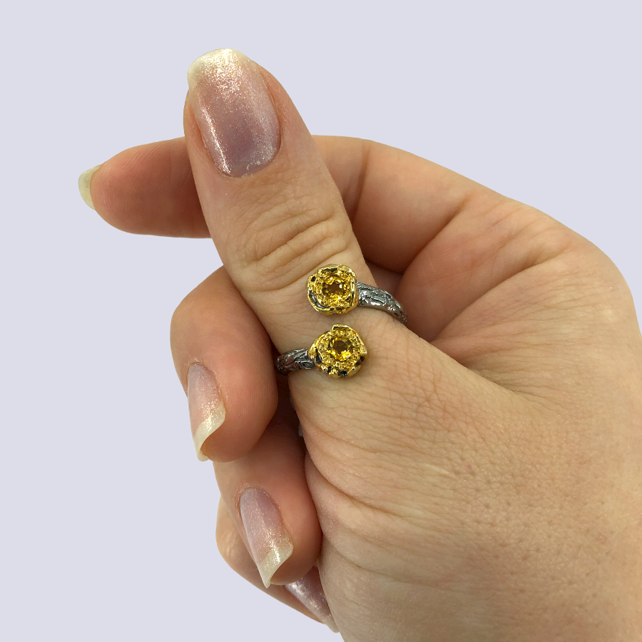 Silver Ring With Citrine, Size 8 (Adjustable)