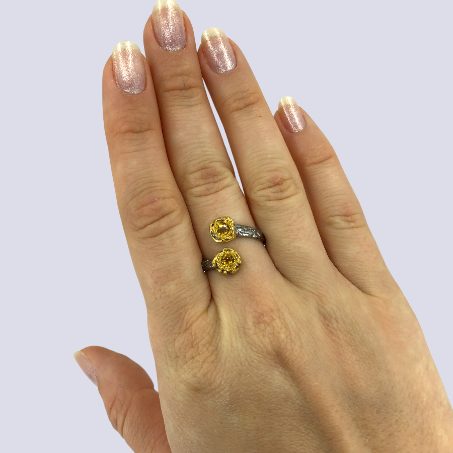 Silver Ring With Citrine, Size 8 (Adjustable)