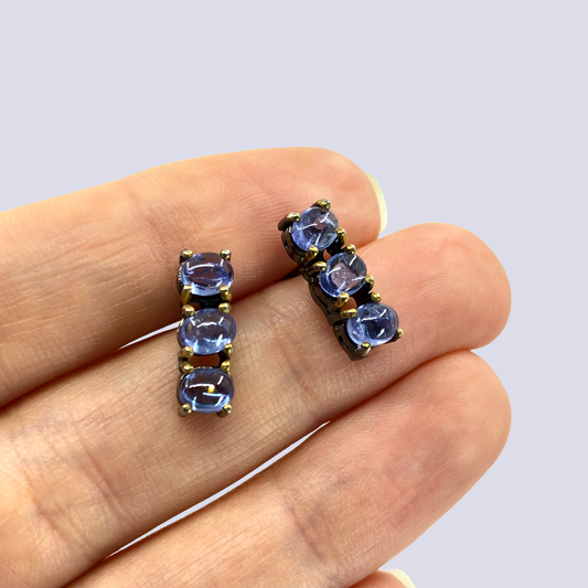 Sterling Silver Studs With Tanzanite