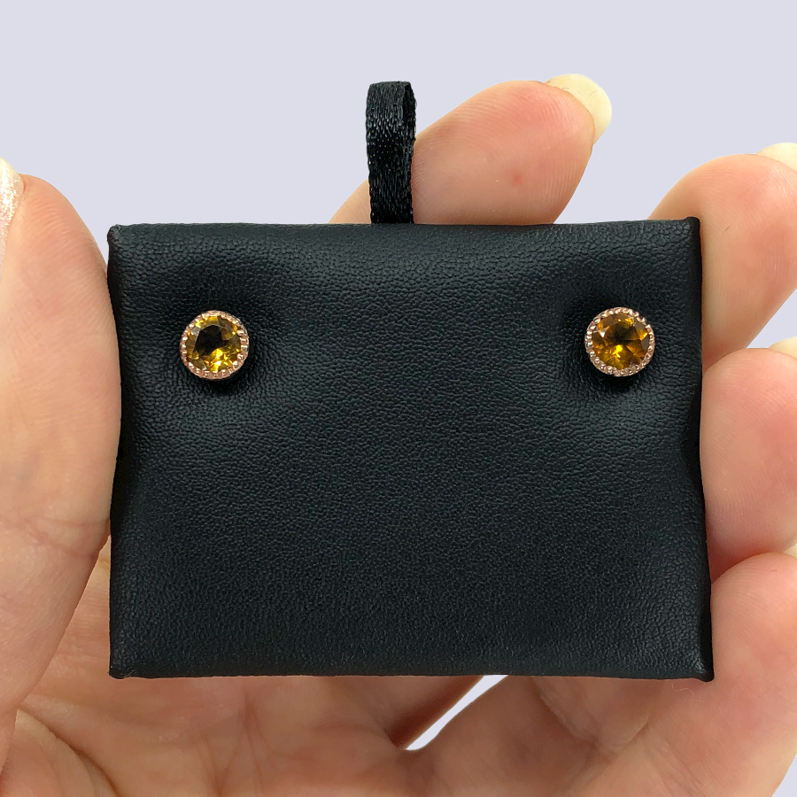 925 Silver Studs Inlaid With Citrine