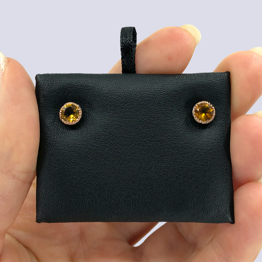 925 Silver Studs Inlaid With Citrine