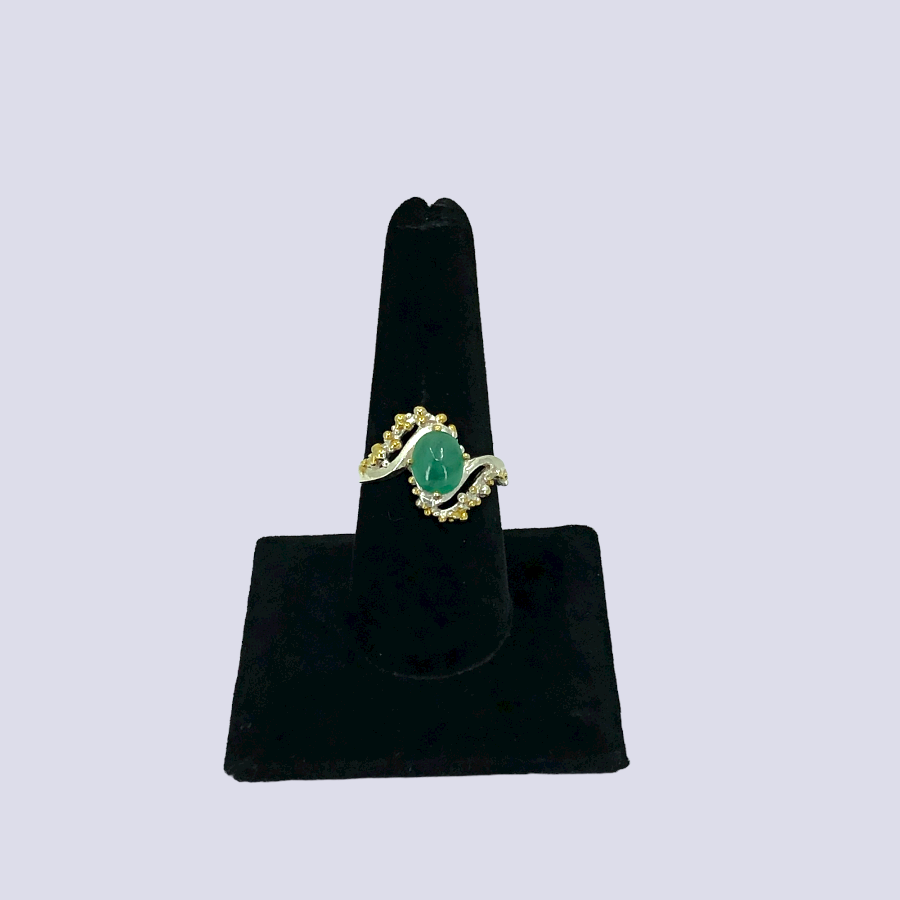 Sterling Silver Solitaire Ring With Emerald, Size 9