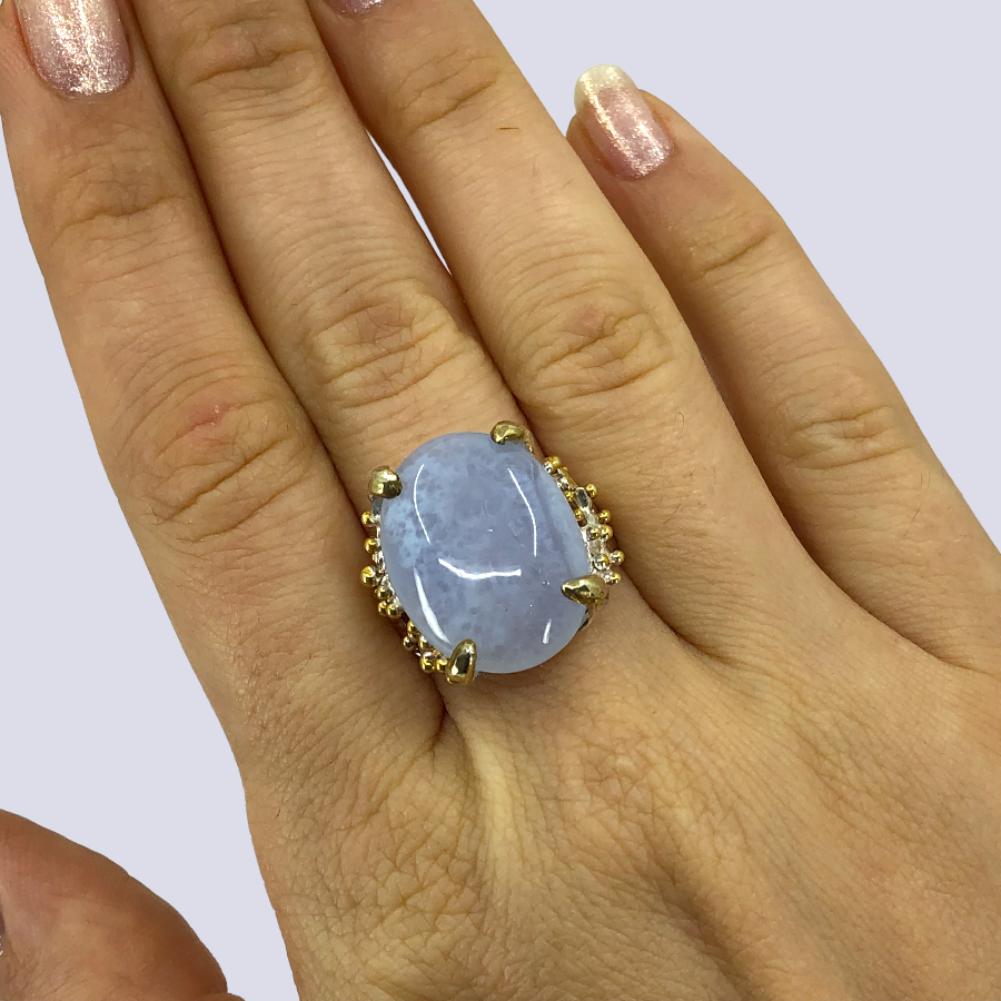 Charming Blue Chalcedony Ring in Sterling Silver, Size 8