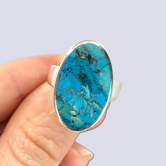 Sterling Silver Ring With Turquoise, Size 10