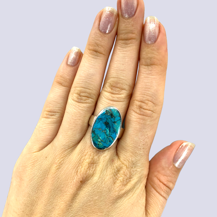 Sterling Silver Ring With Turquoise, Size 10