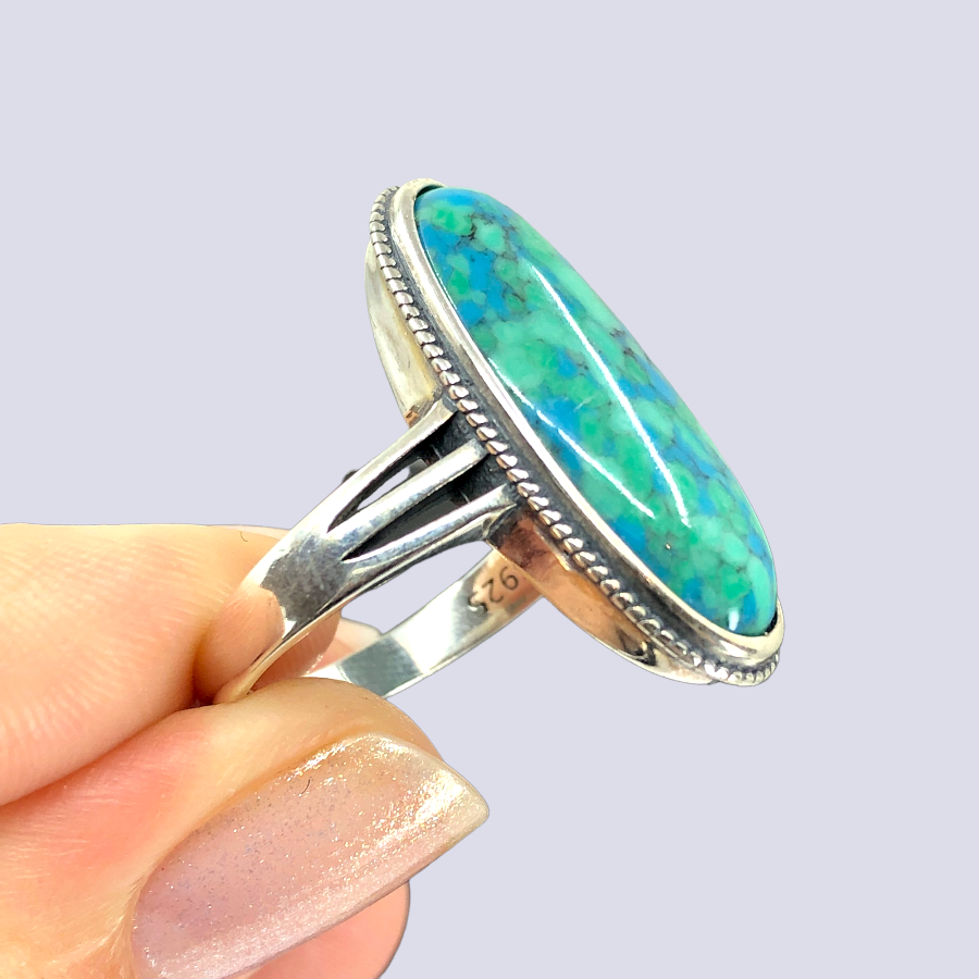 Sterling Silver Ring With Turquoise, Size 9