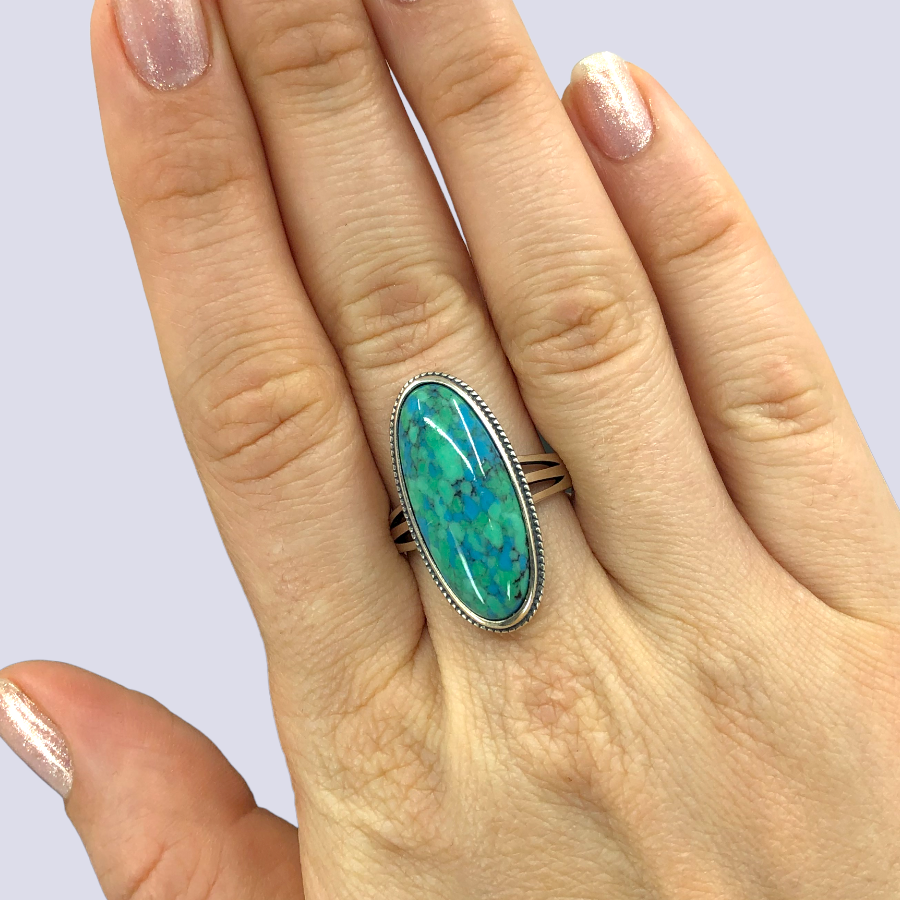 Sterling Silver Ring With Turquoise, Size 9