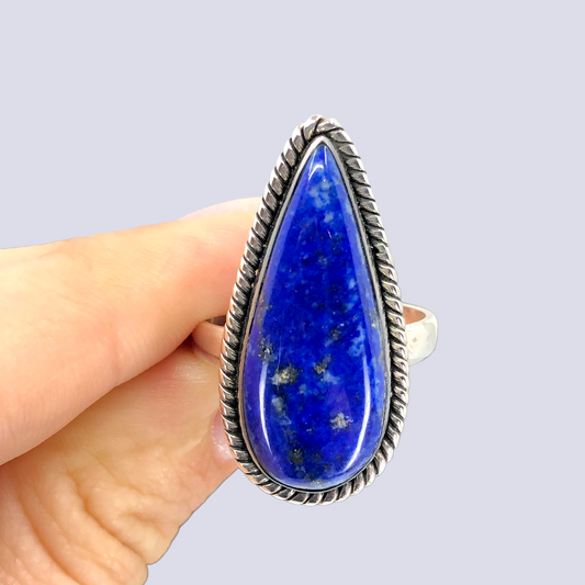 Sterling Silver Ring With Lapis Lazuli, Size 9