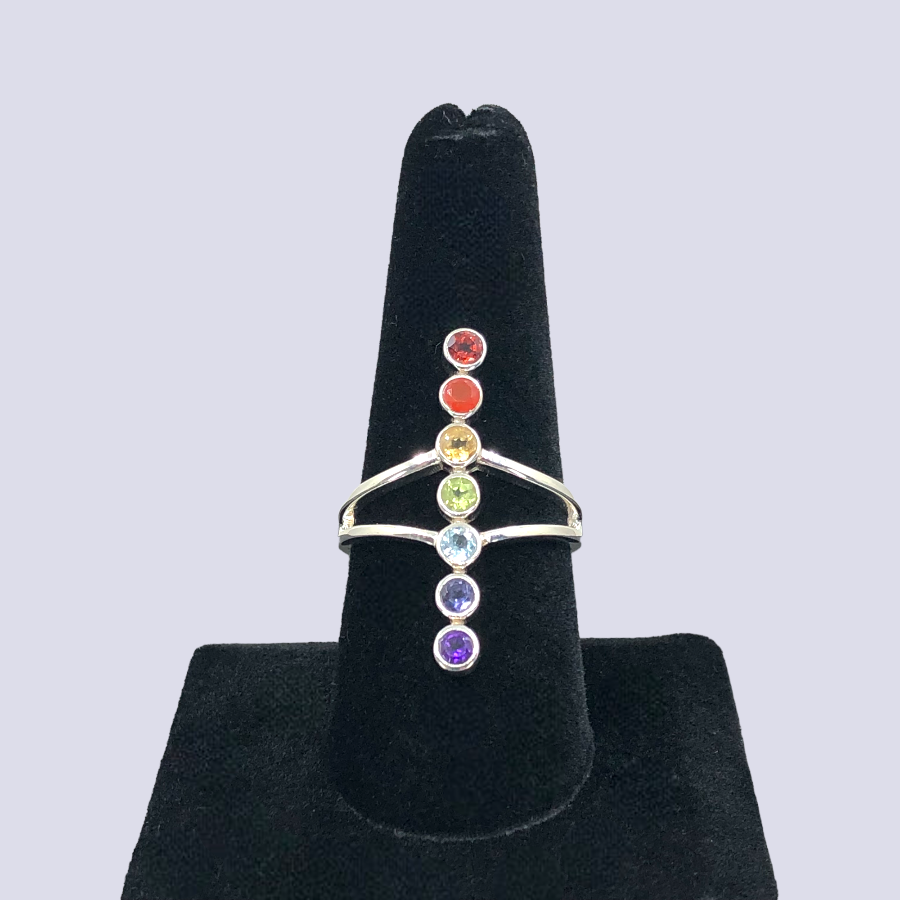 Chakra Gemstones Sterling Silver Ring