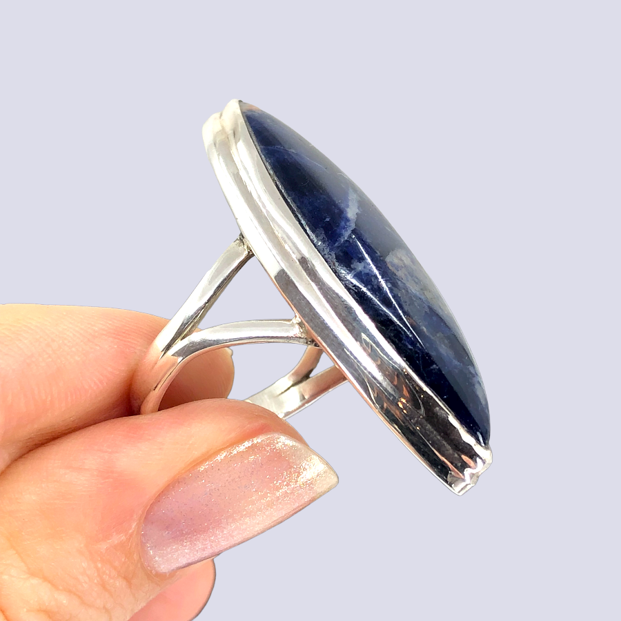 Sterling Silver Ring With Sodalite, Size 8