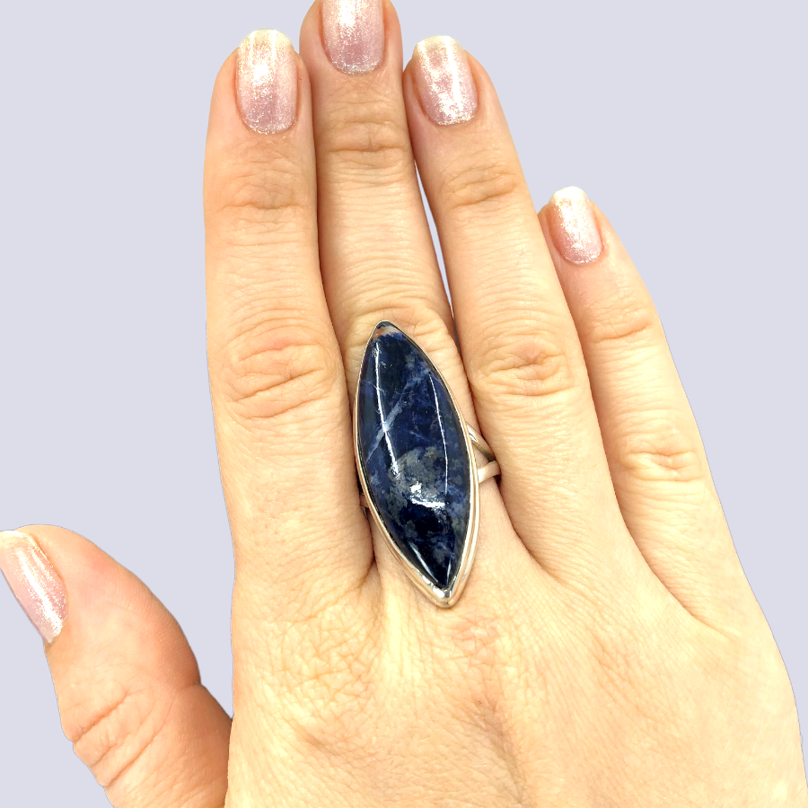 Sterling Silver Ring With Sodalite, Size 8