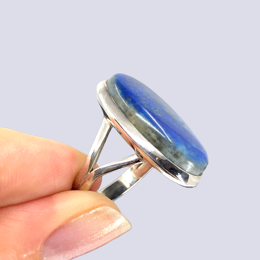 Sterling Silver Ring With Lapis Lazuli, Size 8