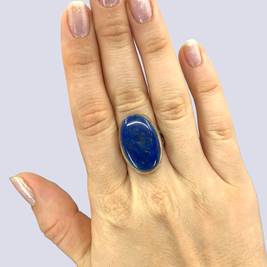 Sterling Silver Ring With Lapis Lazuli, Size 8