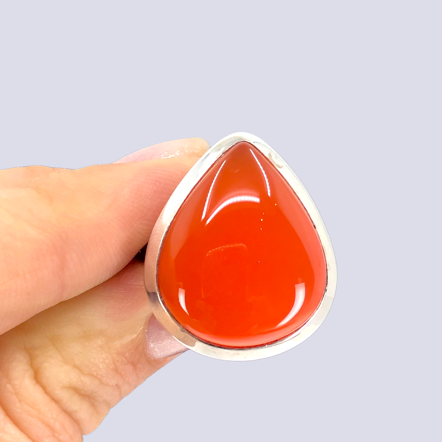 Sterling Silver Ring With Carnelian, Size 8