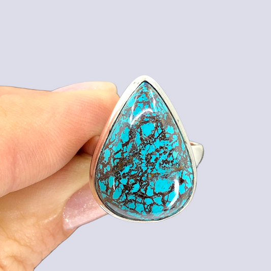 Sterling Silver Ring With Azurite Chrysocolla, Size 6