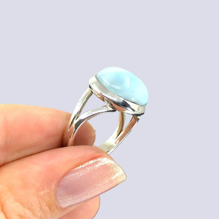 Sterling Silver Ring With Larimar, Size 6.5