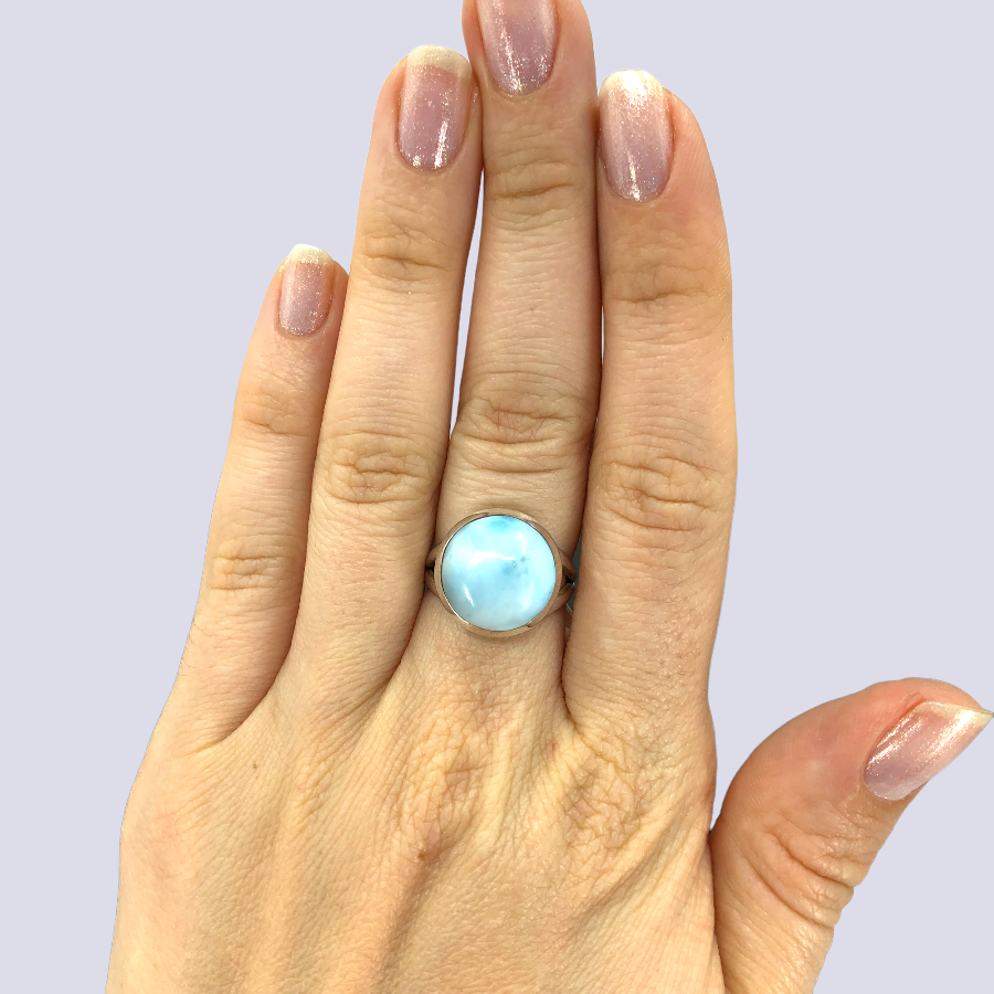 Sterling Silver Ring With Larimar, Size 6.5