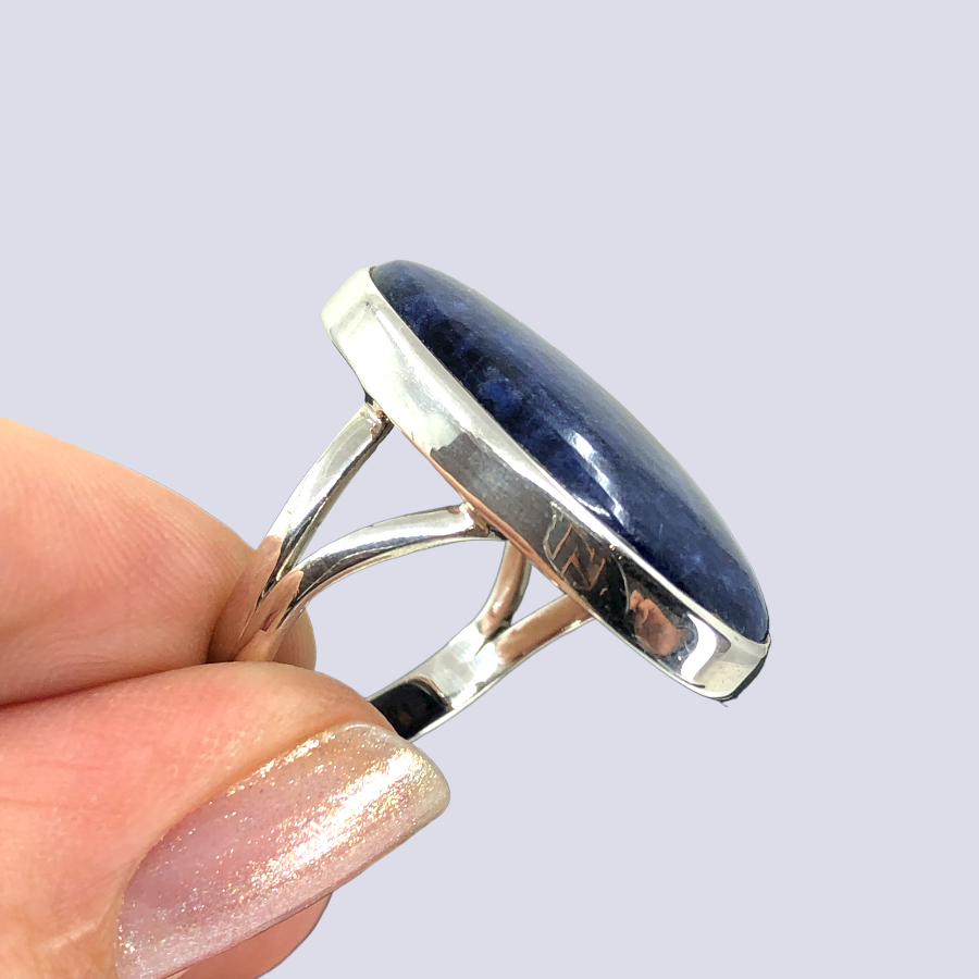 Sterling Silver Ring With Sodalite, Size 8