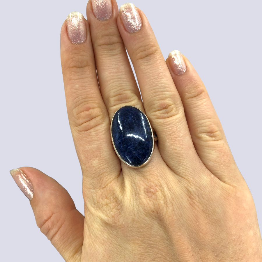 Sterling Silver Ring With Sodalite, Size 8