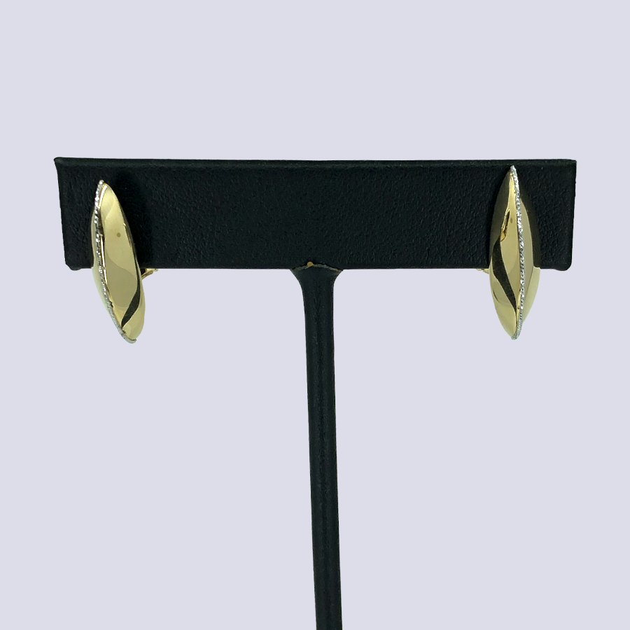 14K Yellow Gold Shine Milgrain Edge Earrings