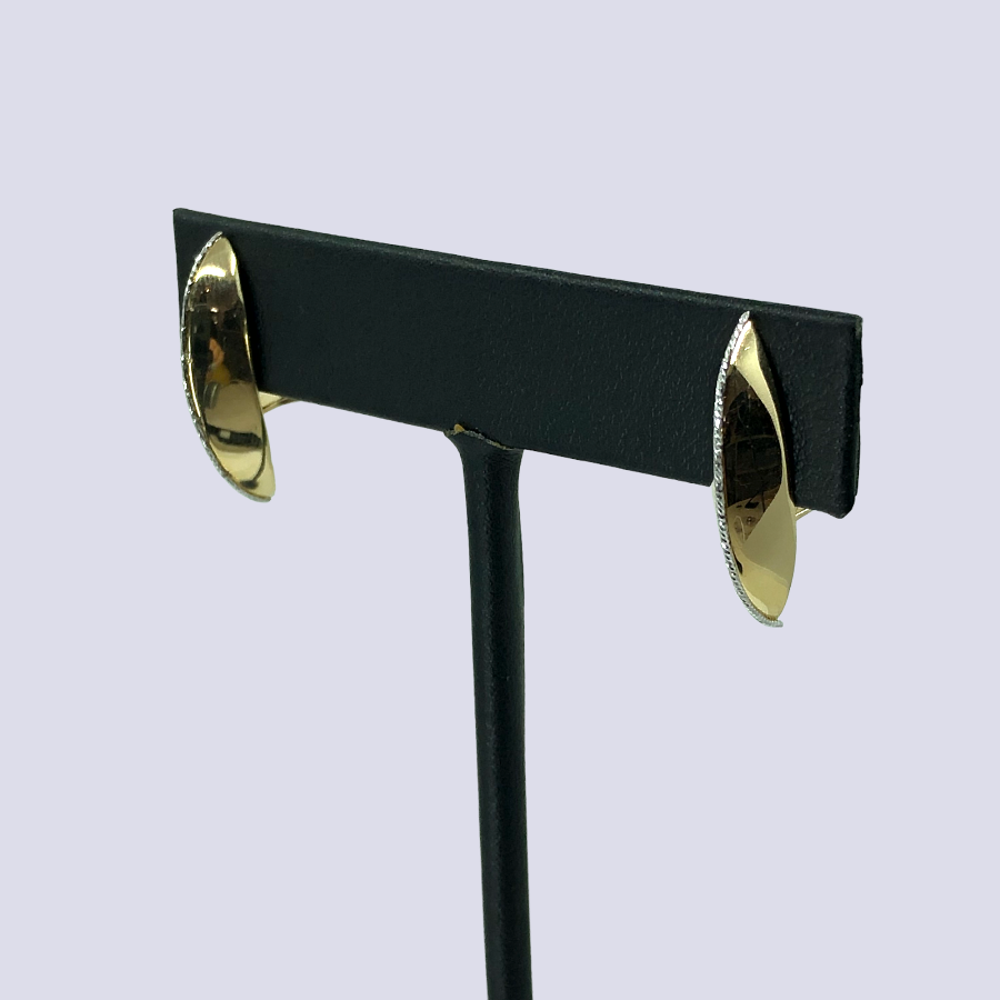 14K Yellow Gold Shine Milgrain Edge Earrings