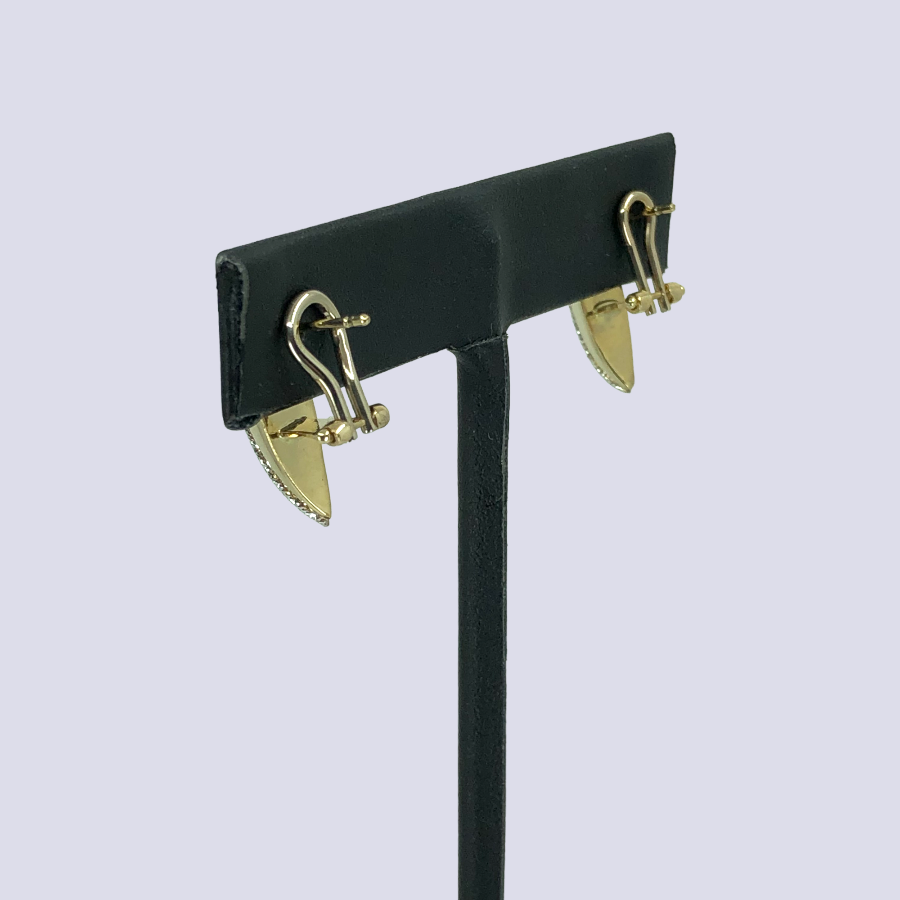 14K Yellow Gold Shine Milgrain Edge Earrings