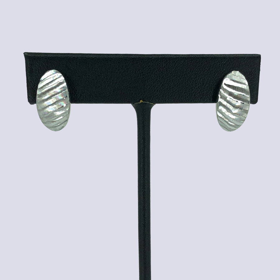 14K White Gold Matte Brushed Earrings