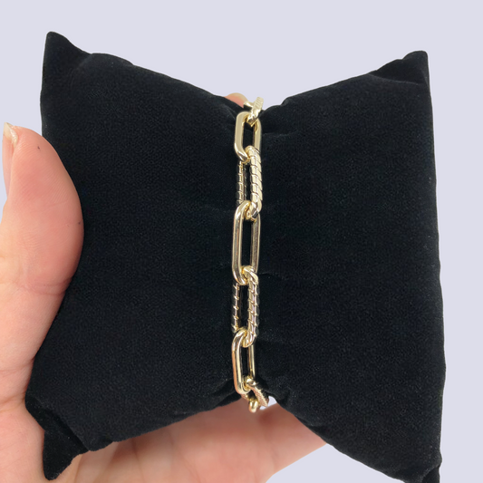 14K Yellow Gold Paperclip Bracelet