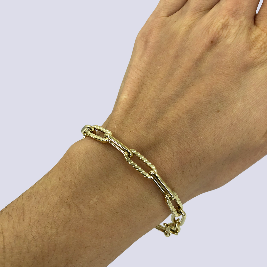 14K Yellow Gold Paperclip Bracelet