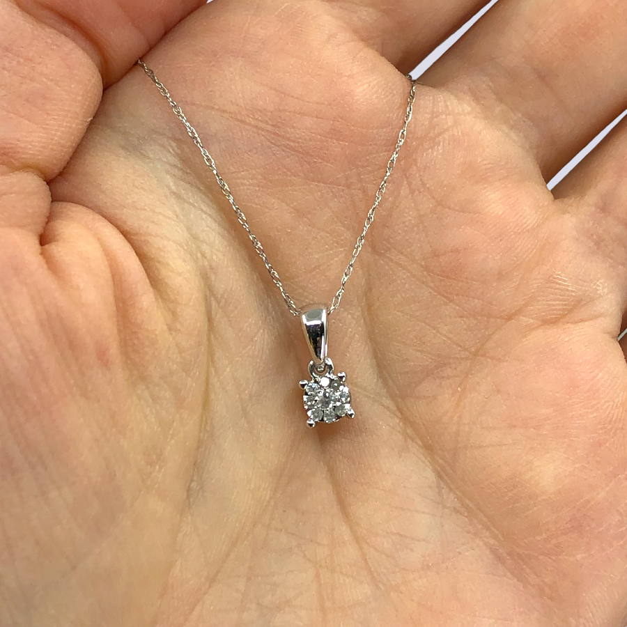 10K White Gold Heart Necklace with Diamonds