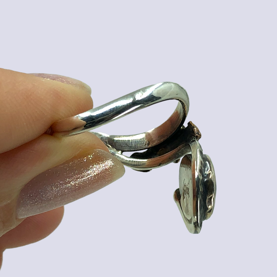 925 Oxidized Silver Ring With Turquoise, Size 7