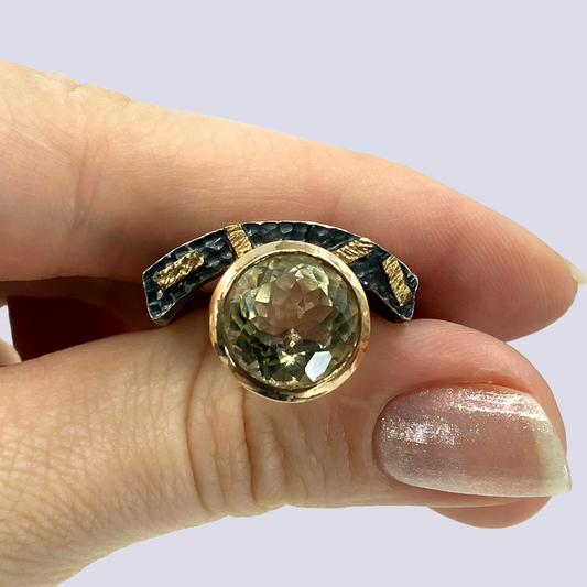 925 Sterling Silver Ring With Citrine, Size 7.5