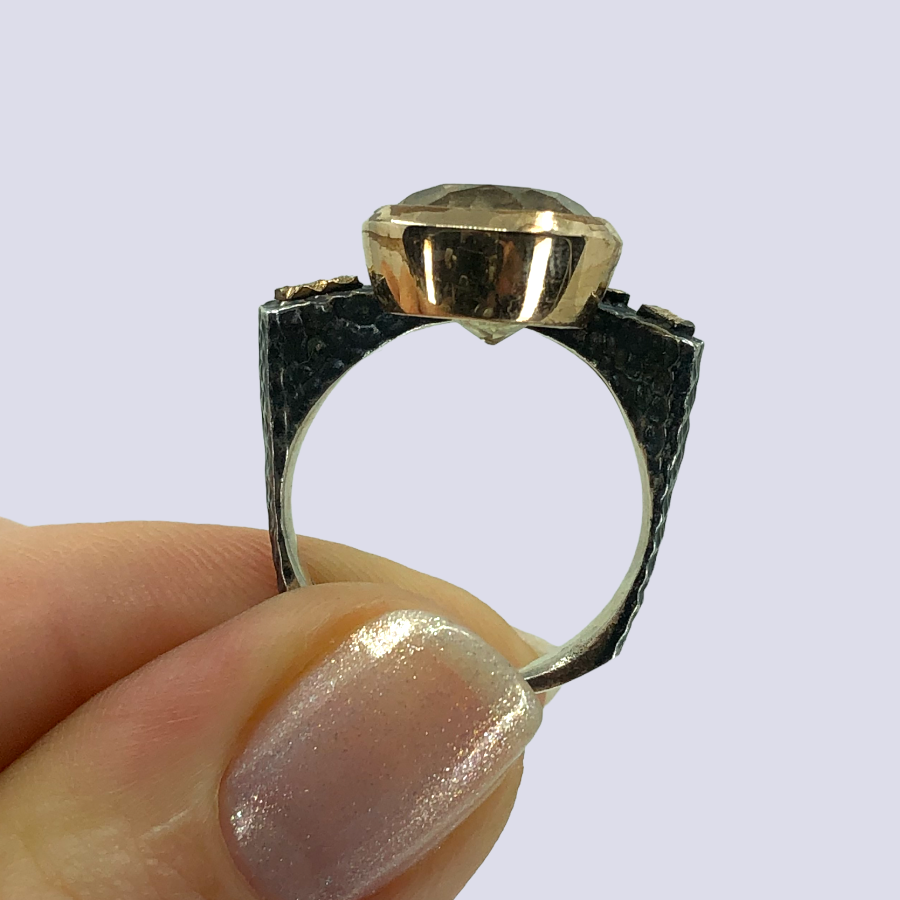 925 Sterling Silver Ring With Citrine, Size 7.5
