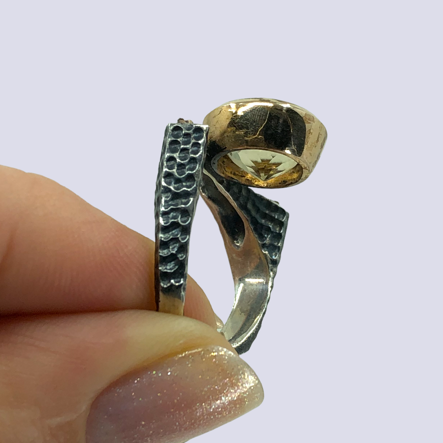 925 Sterling Silver Ring With Citrine, Size 7.5