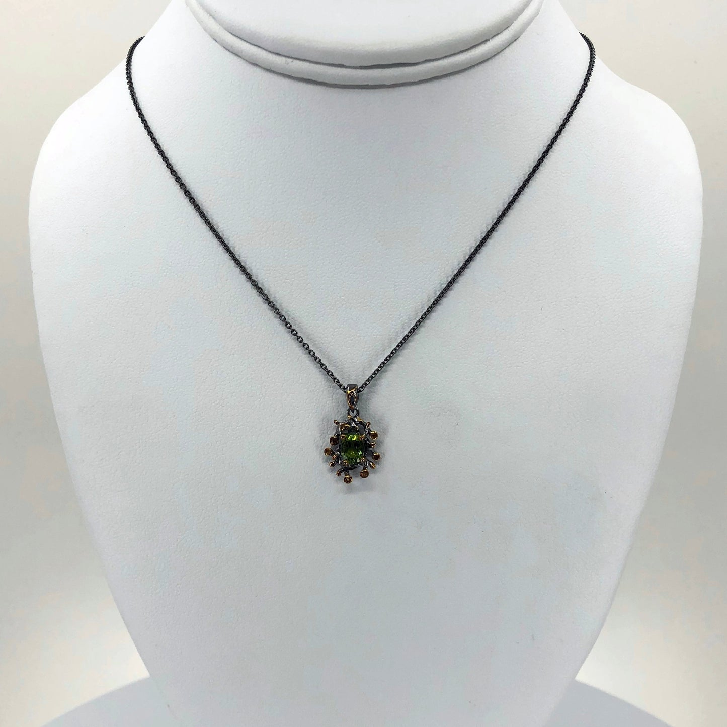 sterling silver necklace with peridot and yellow sapphires