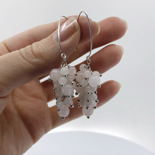 Rose Quartz Cluster Dangle Earrings