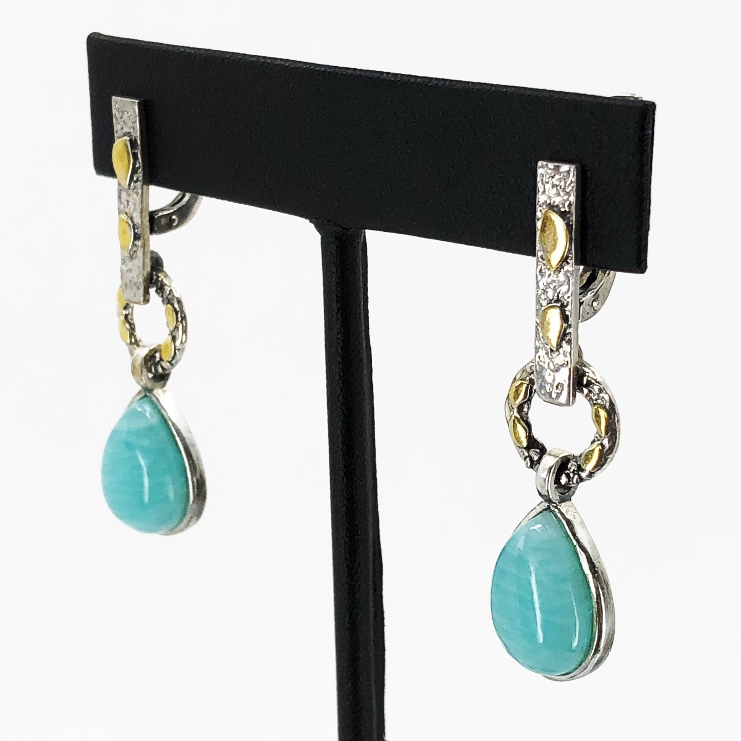 Amazonite Teardrop Dangle Earrings